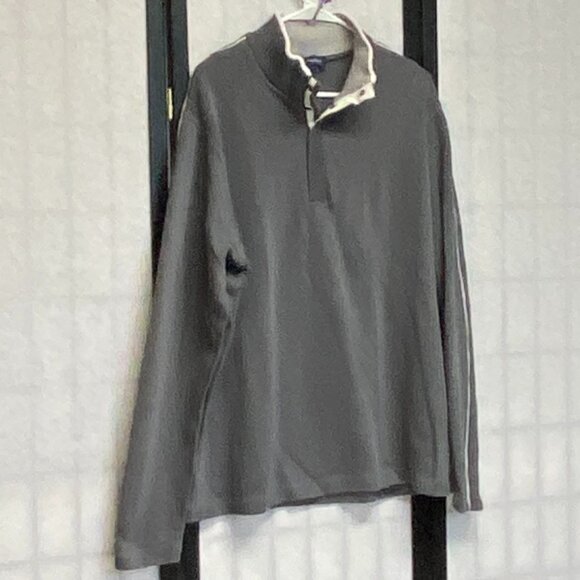 Hathaway Long Stripe Sleeve Ribbed Mock Turtleneck 1/4 Snap Neck Sweater Grey XL - Picture 3 of 11